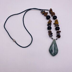 Unbranded Green Agate Stone Beaded Necklace 24”